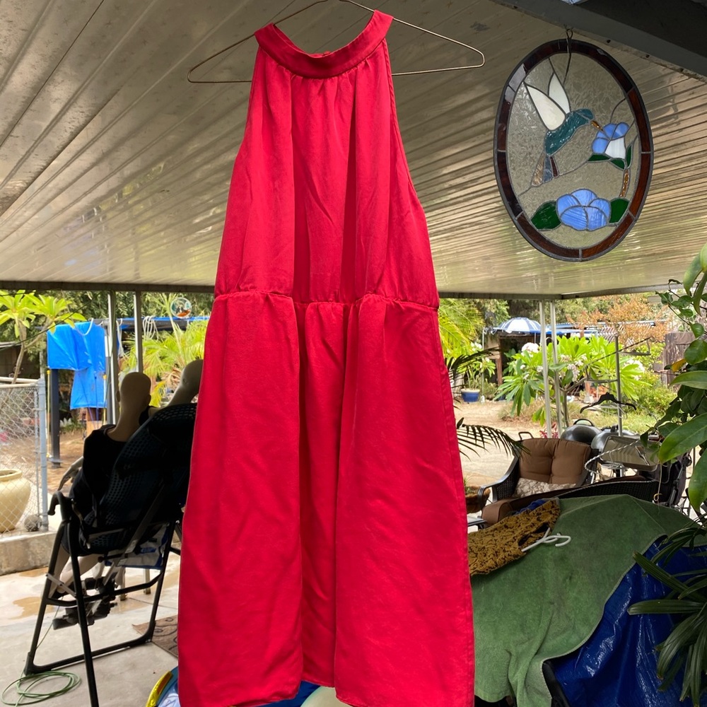 Theory red silk dress